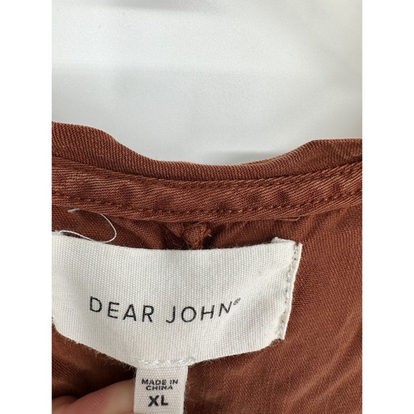 Dear John Women XL Terracotta Brown Tencel V-Neck Sleeveless Top - Picture 2 of 5